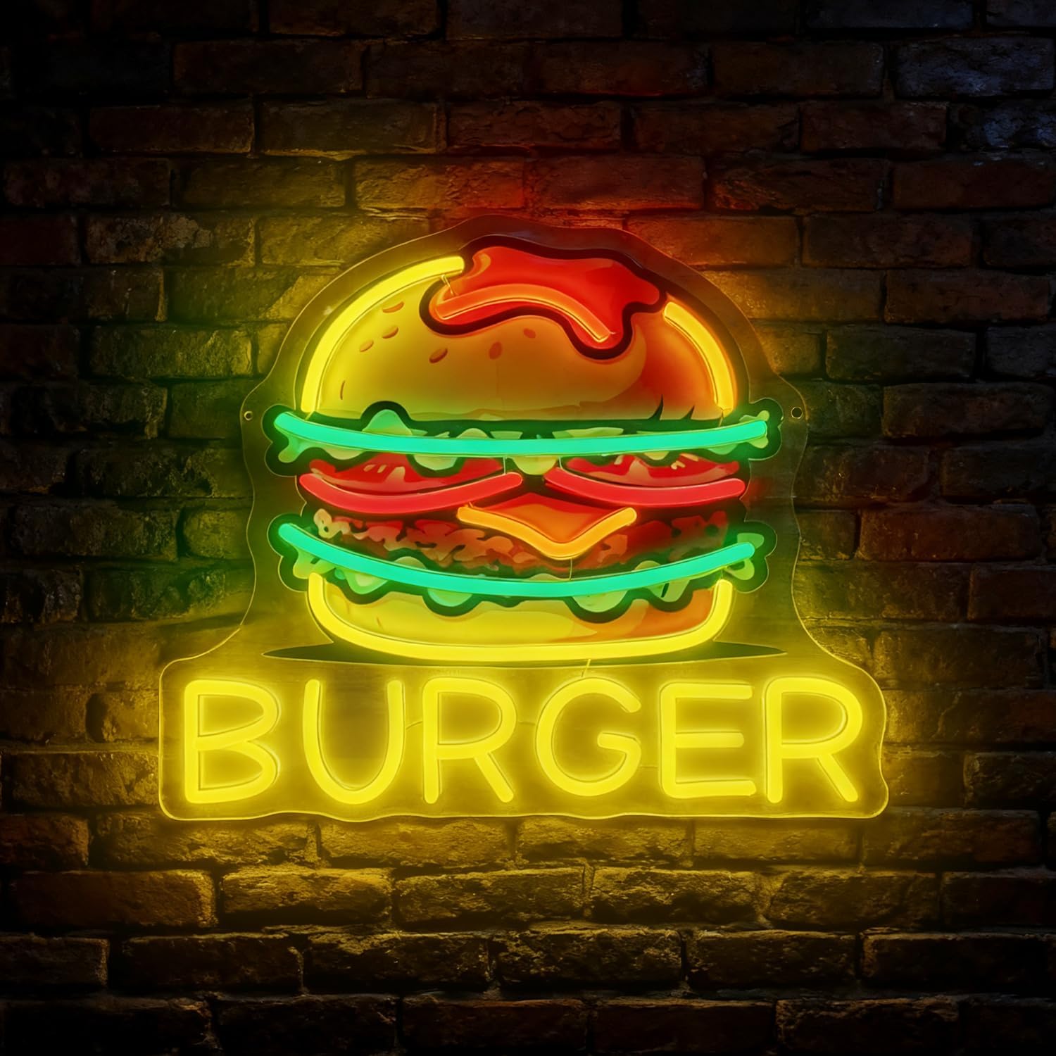 Commercial Kitchen Walls - Burger Neon Sign, LED Hamburger Signs