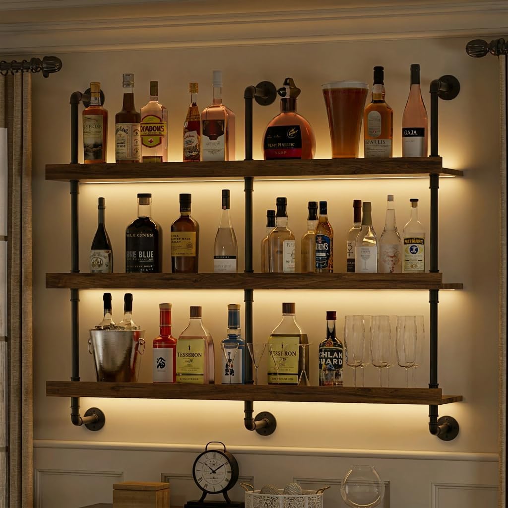 Commercial Kitchen Organiser - Wall Mounted Wine Rack With LED