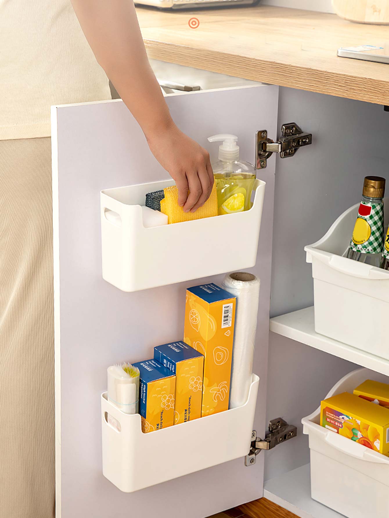 Commercial Kitchen Organiser - Punch Free Cabinet Door Organizer Plastic
