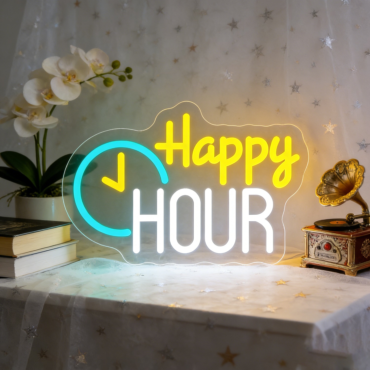 Commercial Kitchen Walls - Happy HOUR Cloud Neon Sign with