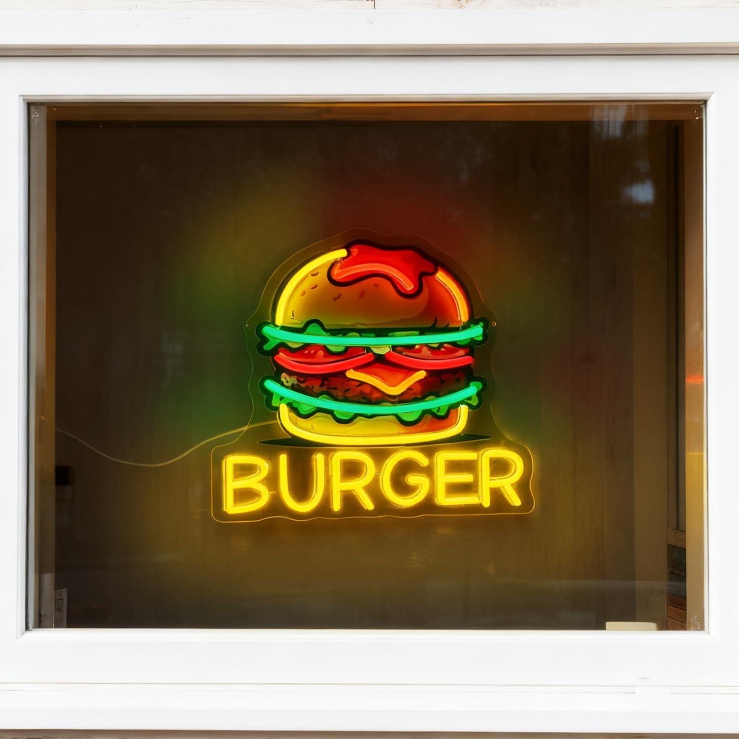 Burger Neon Sign, LED Hamburge - Commercial Kitchen Walls ulasan dan harga