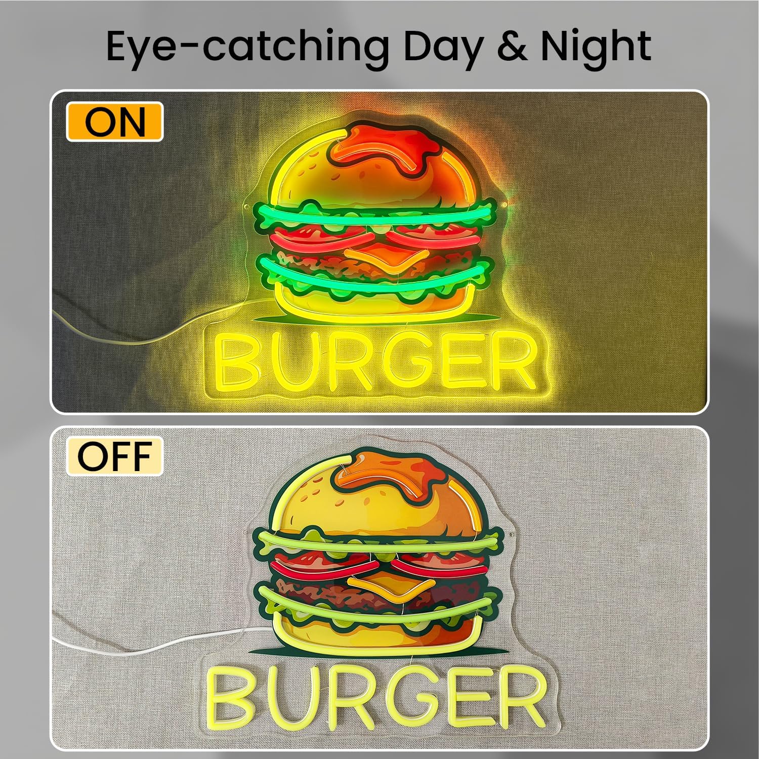 Burger Neon Sign, LED Hamburge - Commercial Kitchen Walls ulasan dan harga