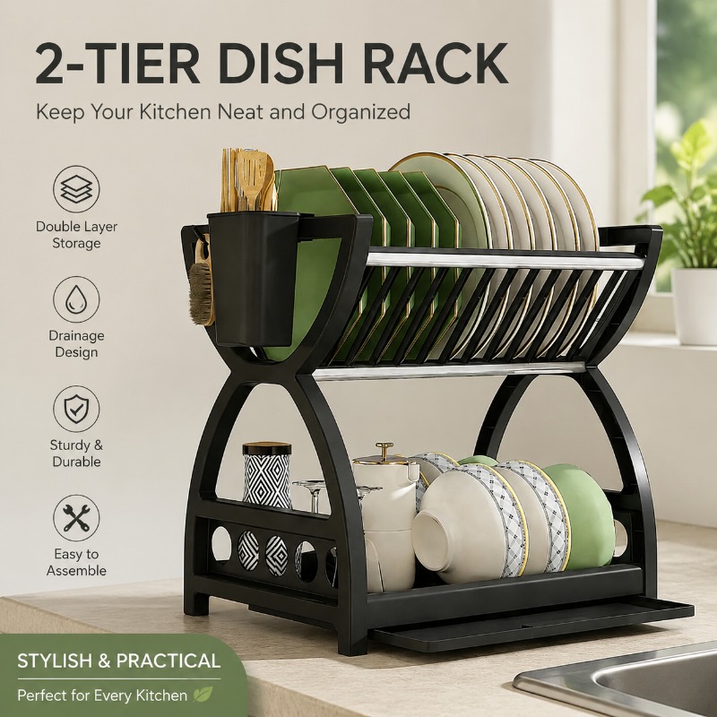 2 Tier Dish Drying Rack Kitche - Commercial Kitchen Organiser ulasan dan harga