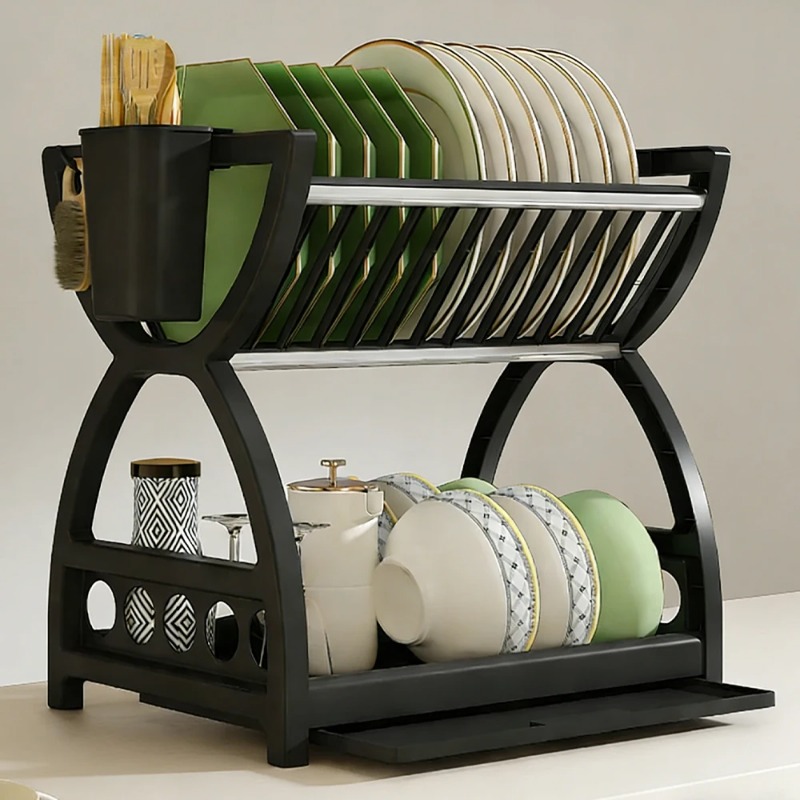 2 Tier Dish Drying Rack Kitche - Commercial Kitchen Organiser ulasan dan harga