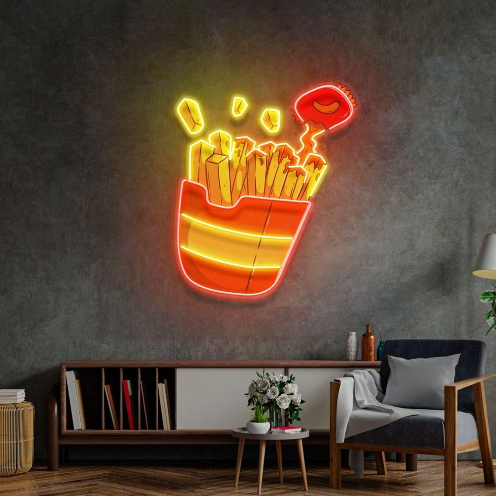 Custom French Fries Neon Sign  - Commercial Kitchen Walls ulasan dan harga