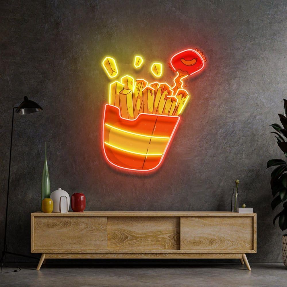 Custom French Fries Neon Sign  - Commercial Kitchen Walls ulasan dan harga