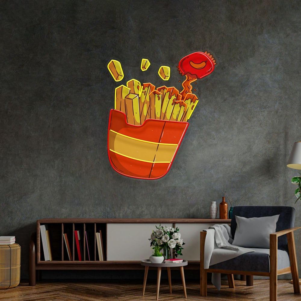 Custom French Fries Neon Sign  - Commercial Kitchen Walls ulasan dan harga