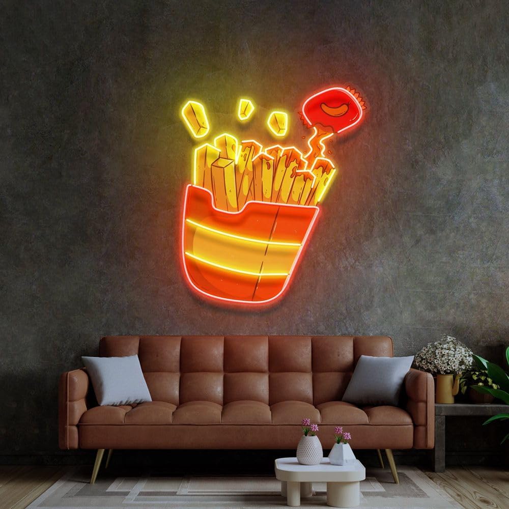 Custom French Fries Neon Sign  - Commercial Kitchen Walls ulasan dan harga