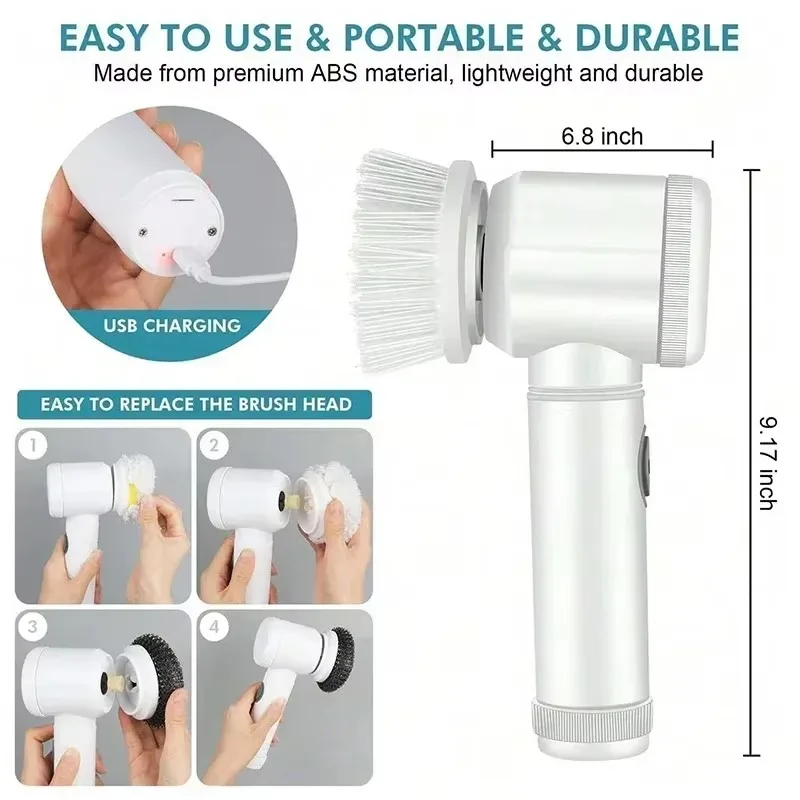 New Cordless Spin Scrubber Ele - Commercial Kitchen Cleaning ulasan dan harga