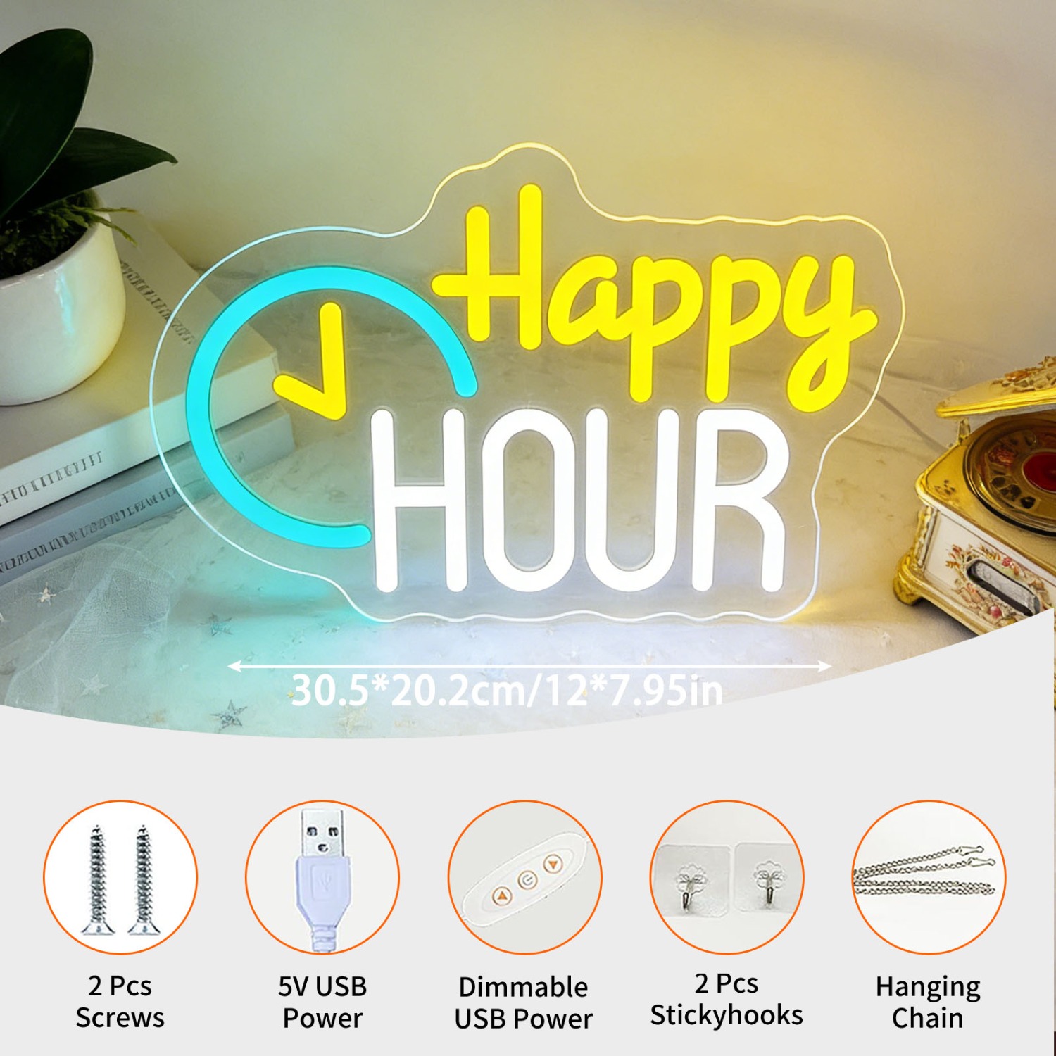 Happy HOUR Cloud Neon Sign wit - Commercial Kitchen Walls ulasan dan harga